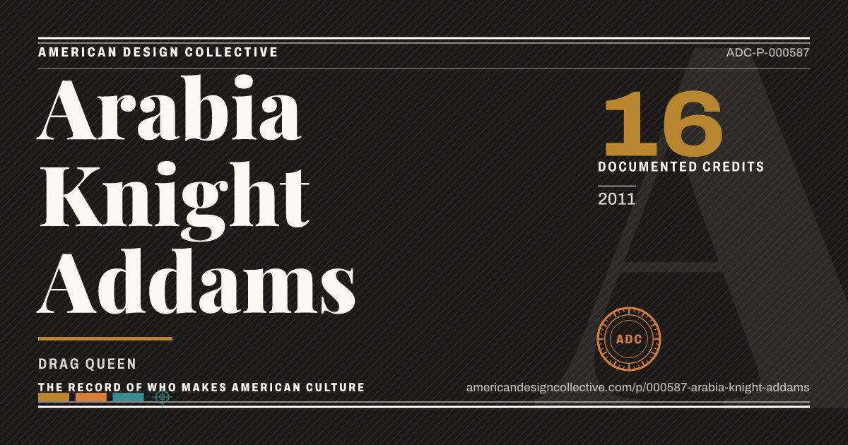 Registry card for Arabia Knight Addams: the ADC seal, Arabia Knight Addams, and how much is on record.