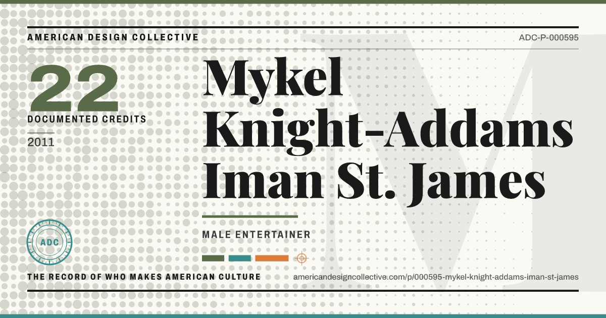 Registry card for Mykel Knight-Addams Iman St. James: the ADC seal, Mykel Knight-Addams Iman St. James, and how much is on record.