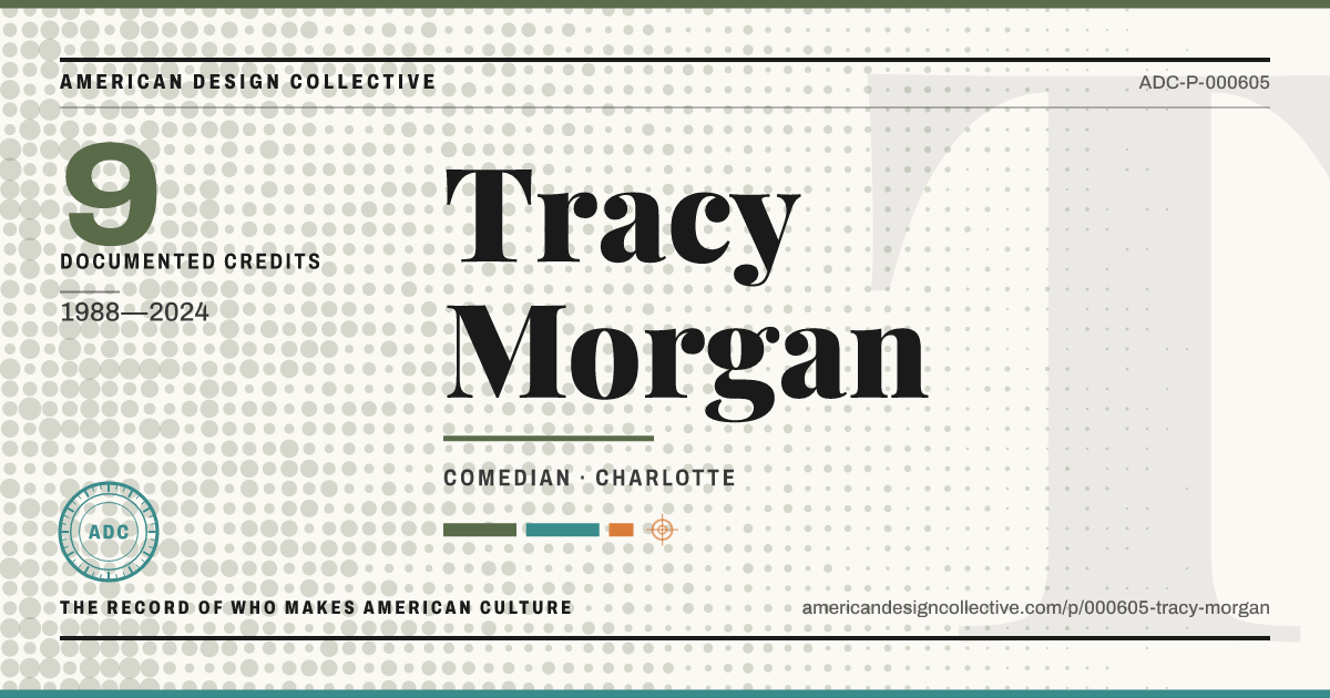 Registry card for Tracy Morgan: the ADC seal, Tracy Morgan, and how much is on record.