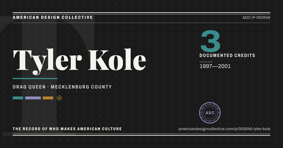 Registry card for Tyler Kole: the ADC seal, Tyler Kole, and how much is on record.