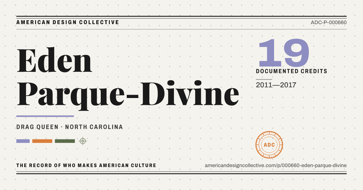 Registry card for Eden Parque-Divine: the ADC seal, Eden Parque-Divine, and how much is on record.