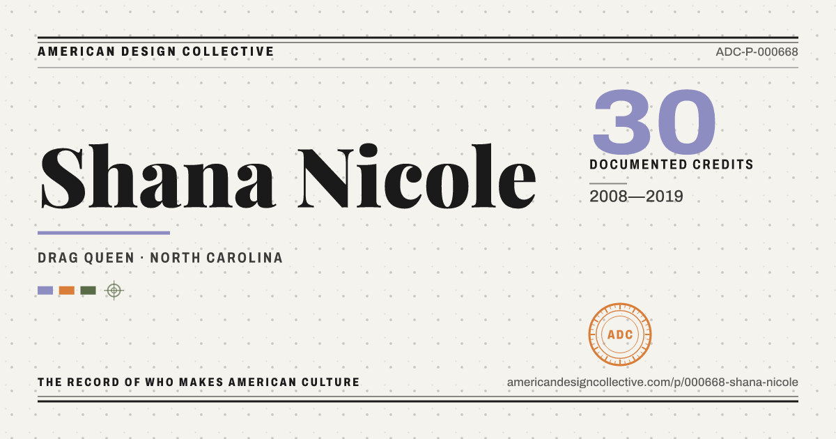 Registry card for Shana Nicole: the ADC seal, Shana Nicole, and how much is on record.