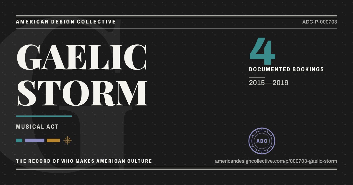 Registry card for GAELIC STORM: the ADC seal, GAELIC STORM, and how much is on record.