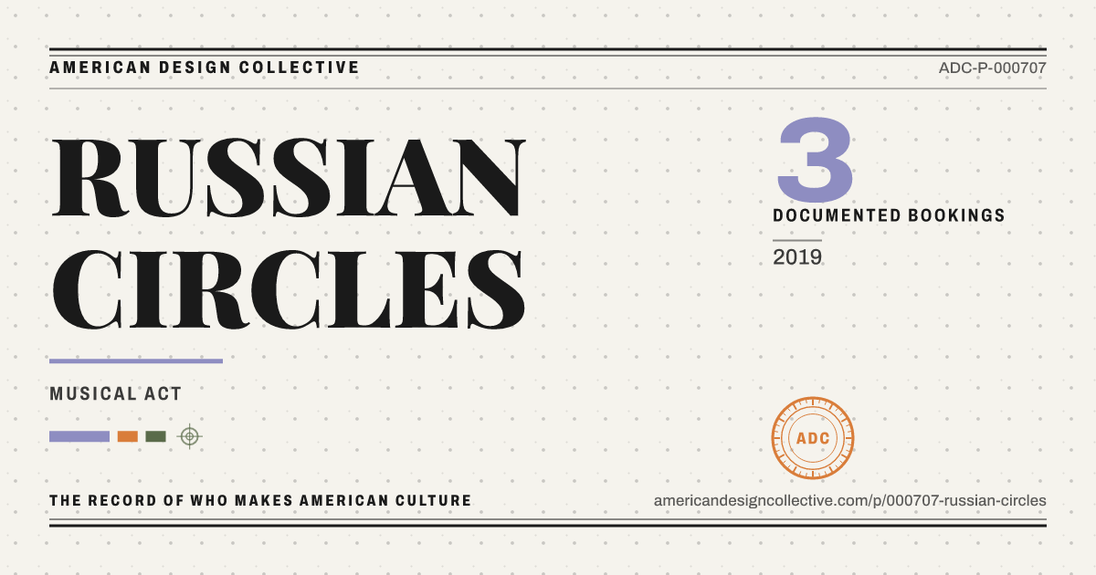 Registry card for RUSSIAN CIRCLES: the ADC seal, RUSSIAN CIRCLES, and how much is on record.