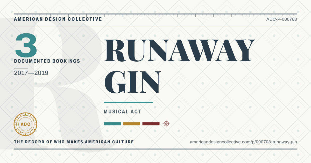 Registry card for RUNAWAY GIN: the ADC seal, RUNAWAY GIN, and how much is on record.