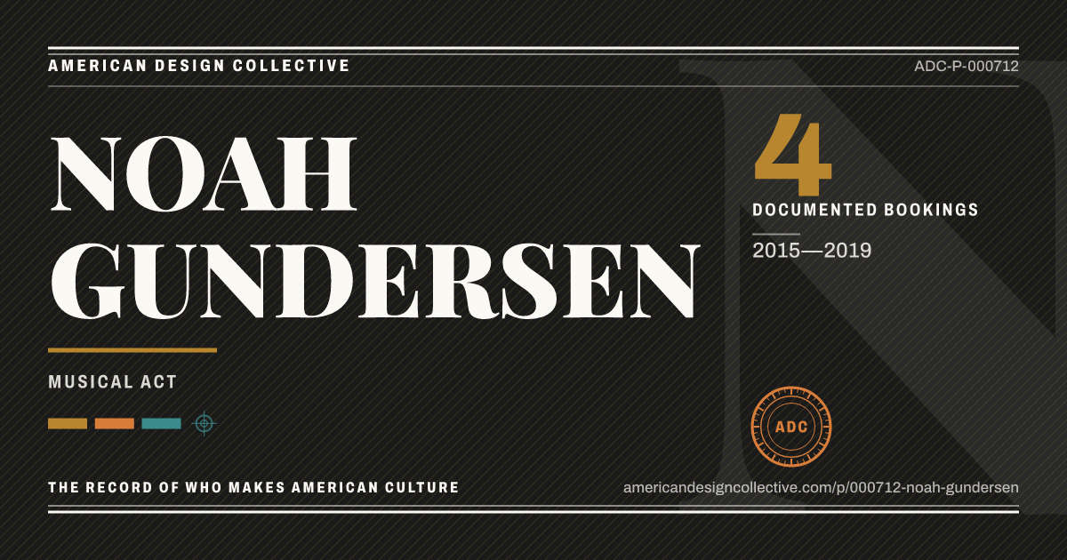 Registry card for NOAH GUNDERSEN: the ADC seal, NOAH GUNDERSEN, and how much is on record.