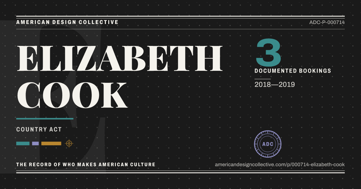 Registry card for ELIZABETH COOK: the ADC seal, ELIZABETH COOK, and how much is on record.