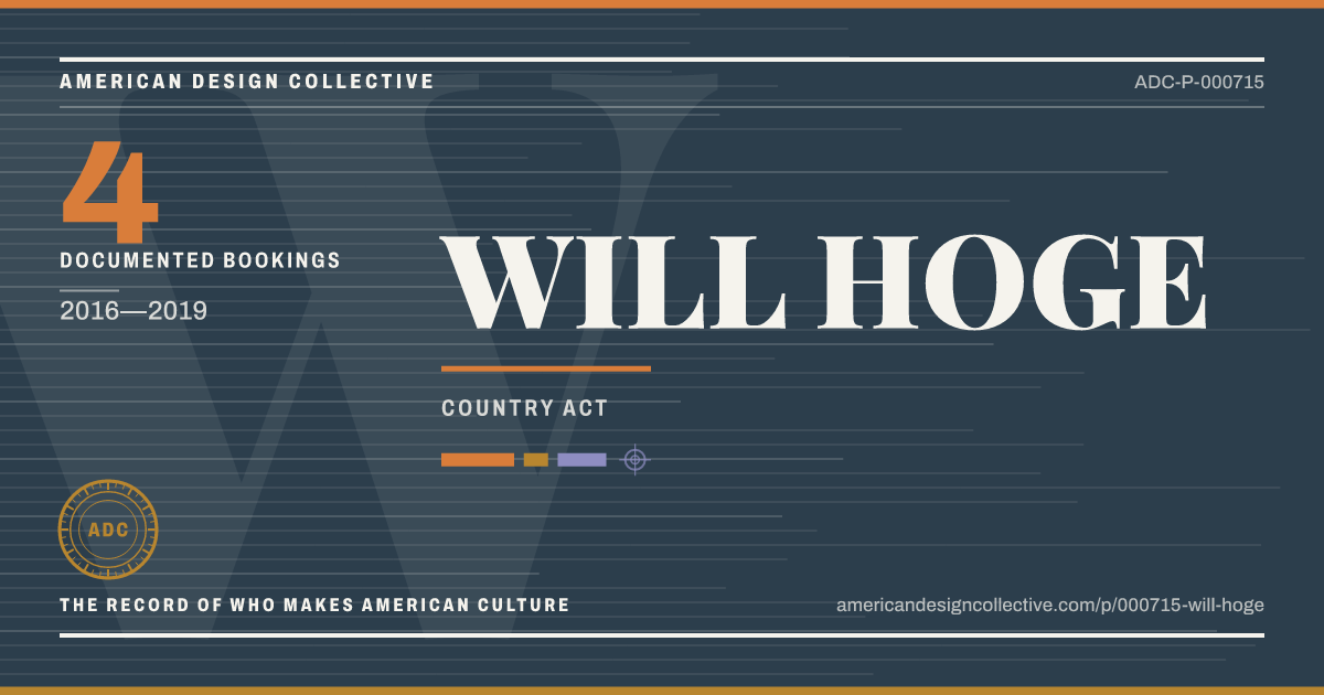 Registry card for WILL HOGE: the ADC seal, WILL HOGE, and how much is on record.