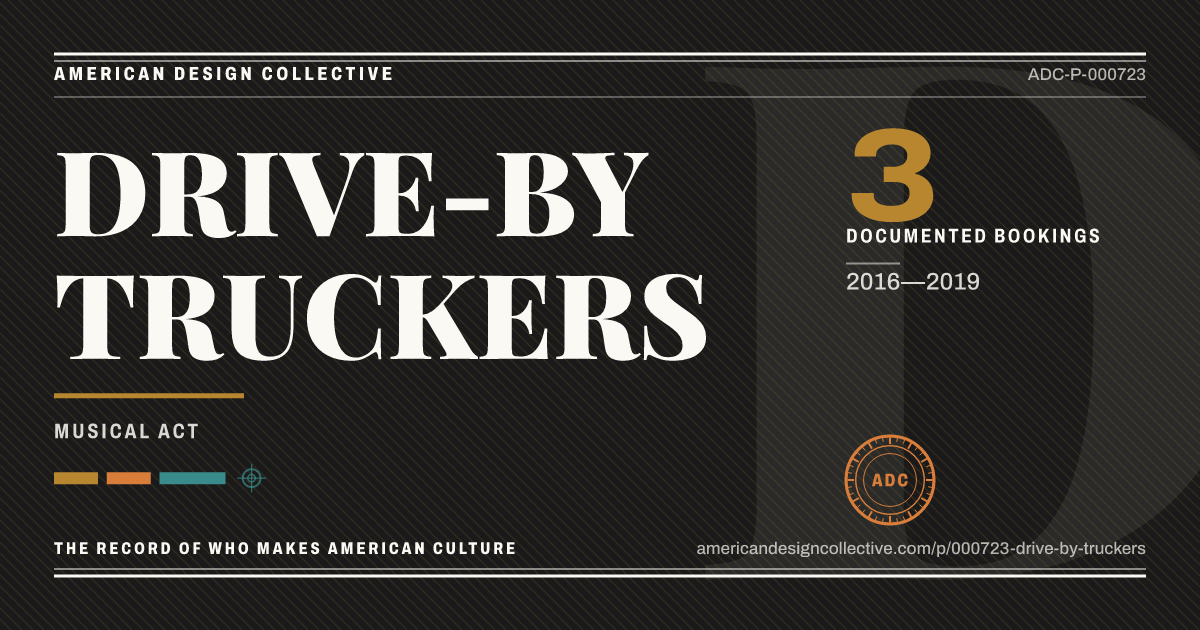 Registry card for DRIVE-BY TRUCKERS: the ADC seal, DRIVE-BY TRUCKERS, and how much is on record.