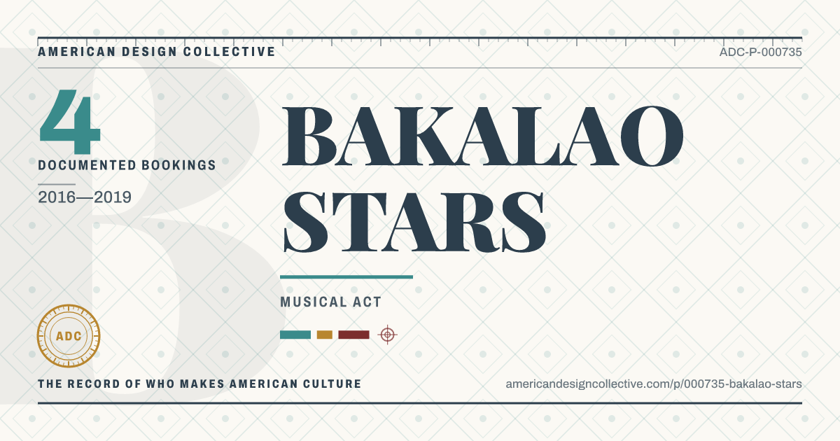 Registry card for BAKALAO STARS: the ADC seal, BAKALAO STARS, and how much is on record.