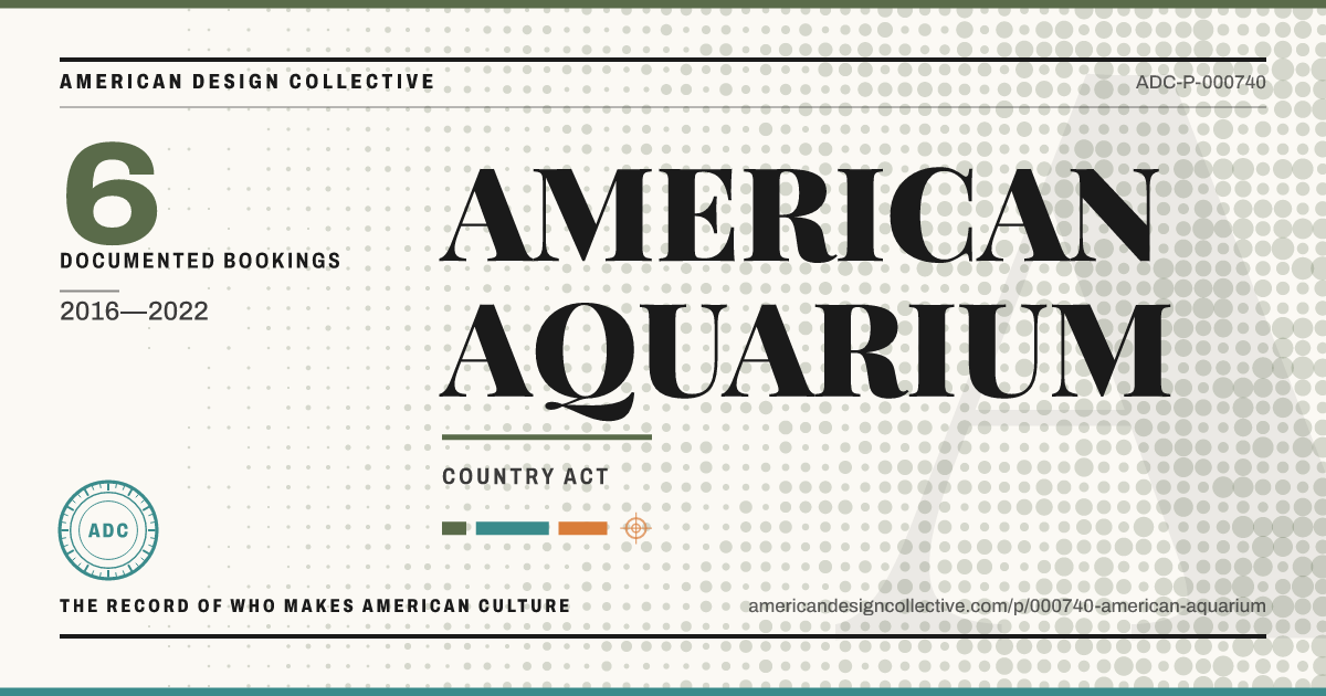 Registry card for AMERICAN AQUARIUM: the ADC seal, AMERICAN AQUARIUM, and how much is on record.