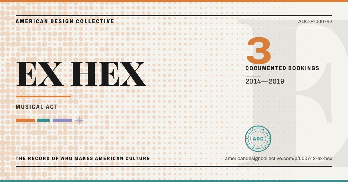 Registry card for EX HEX: the ADC seal, EX HEX, and how much is on record.