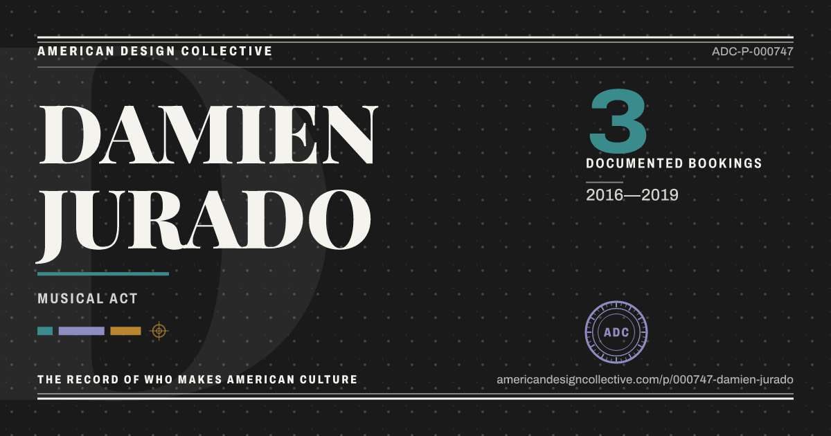 Registry card for DAMIEN JURADO: the ADC seal, DAMIEN JURADO, and how much is on record.
