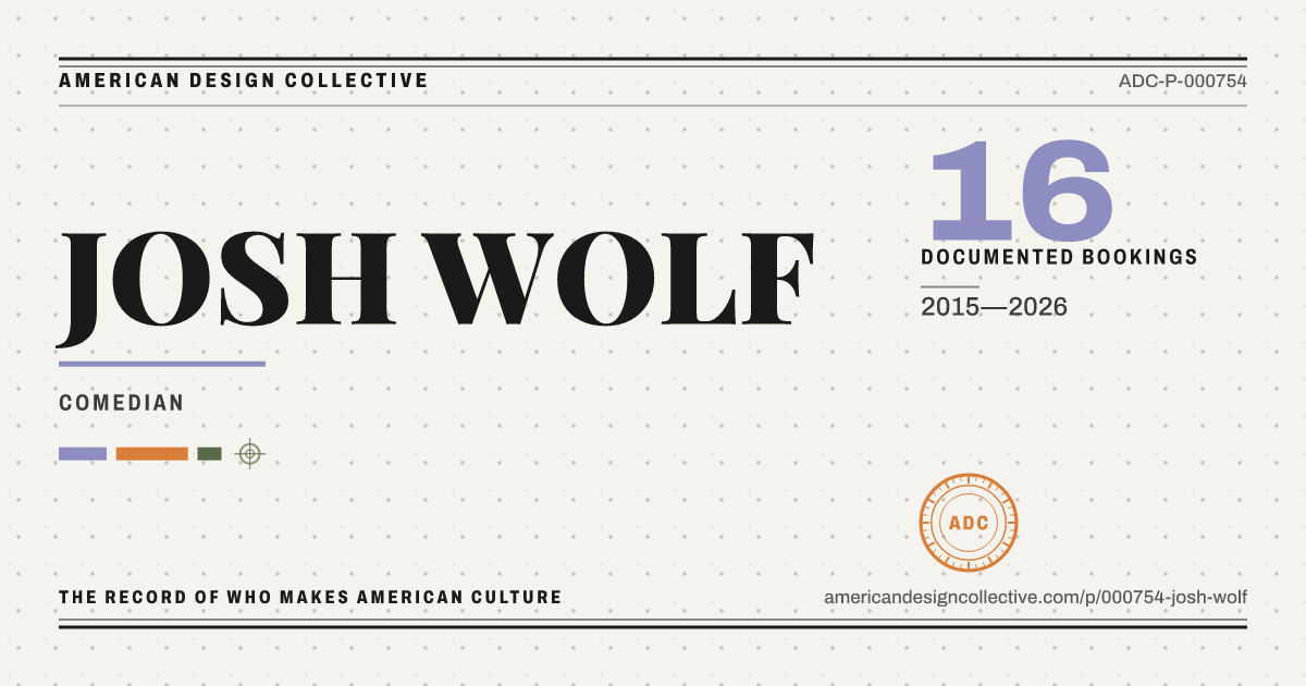 Registry card for JOSH WOLF: the ADC seal, JOSH WOLF, and how much is on record.
