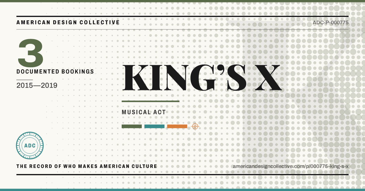 Registry card for KING’S X: the ADC seal, KING’S X, and how much is on record.