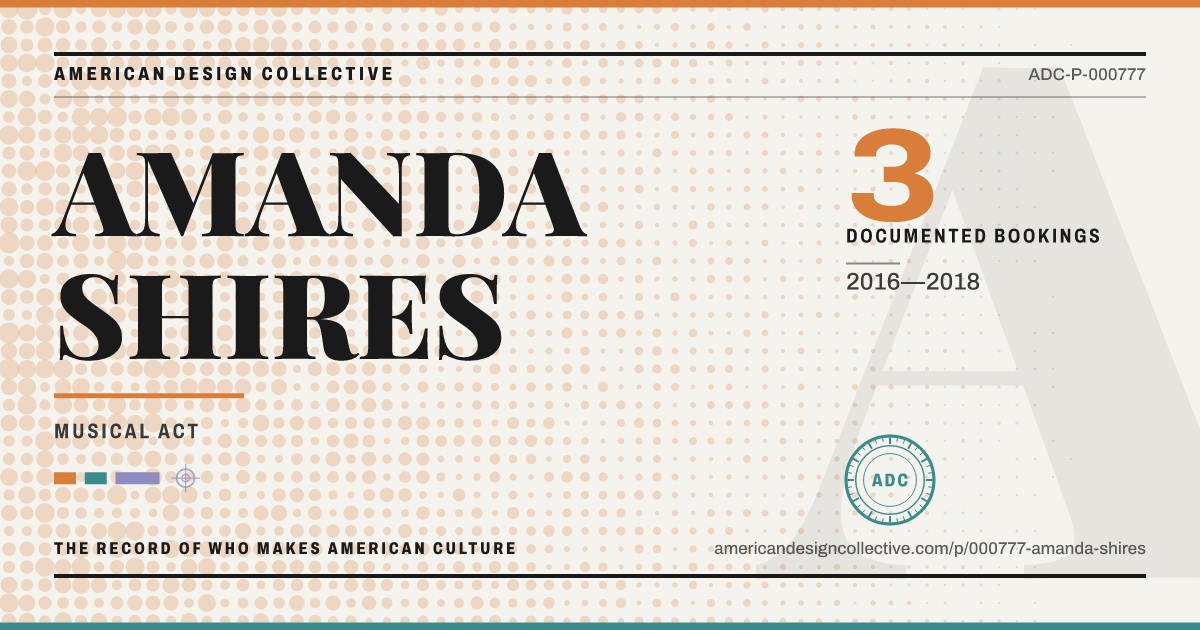 Registry card for AMANDA SHIRES: the ADC seal, AMANDA SHIRES, and how much is on record.