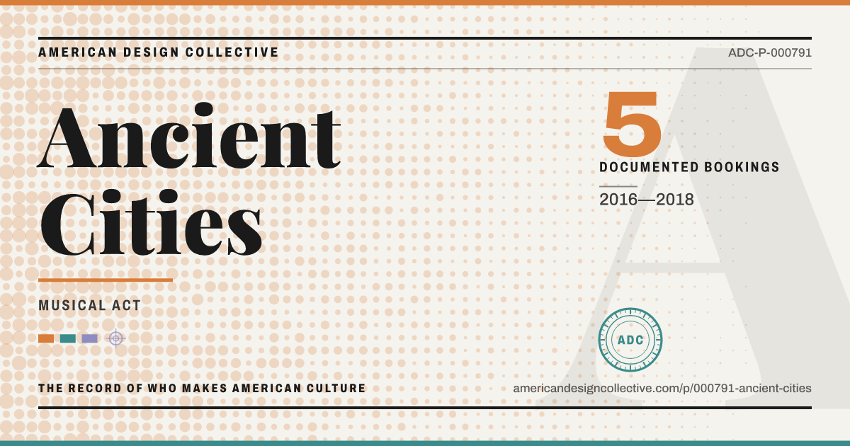 Registry card for Ancient Cities: the ADC seal, Ancient Cities, and how much is on record.