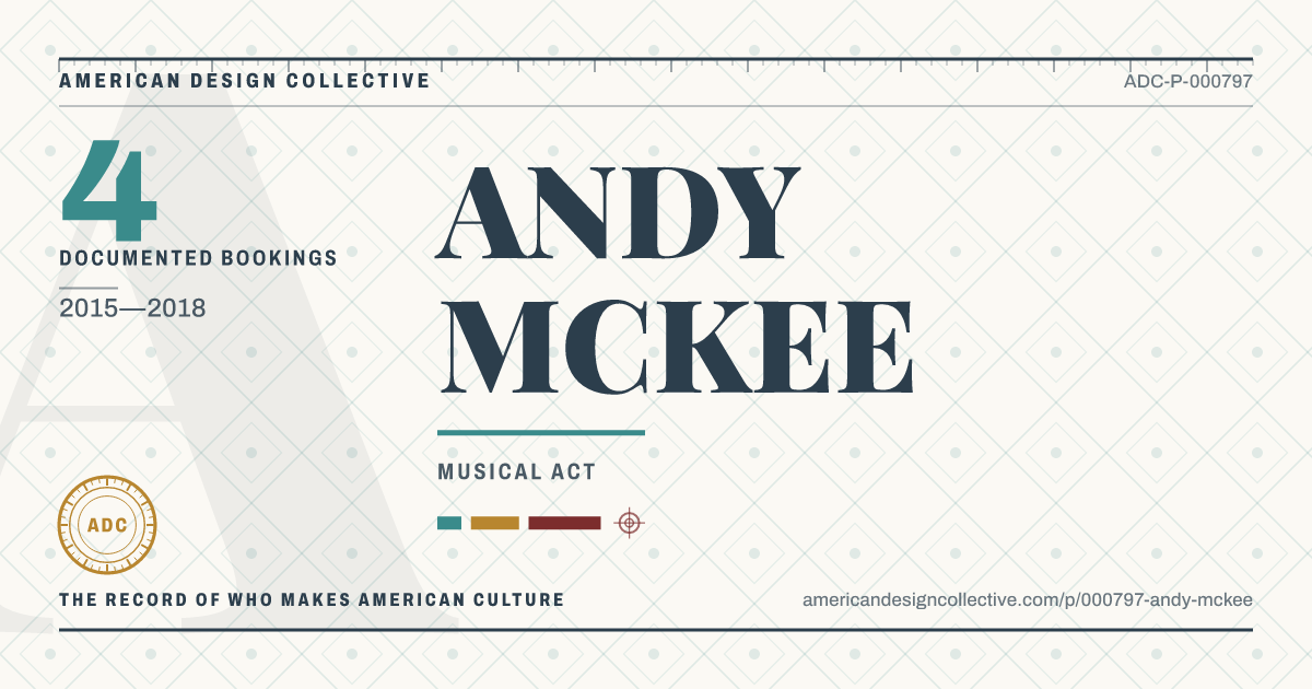 Registry card for ANDY MCKEE: the ADC seal, ANDY MCKEE, and how much is on record.