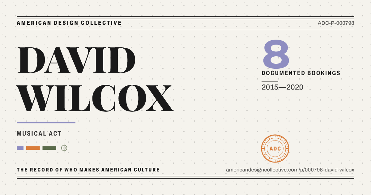 Registry card for DAVID WILCOX: the ADC seal, DAVID WILCOX, and how much is on record.