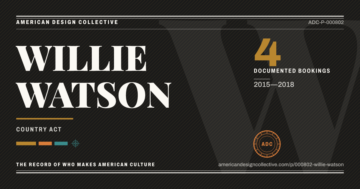 Registry card for WILLIE WATSON: the ADC seal, WILLIE WATSON, and how much is on record.