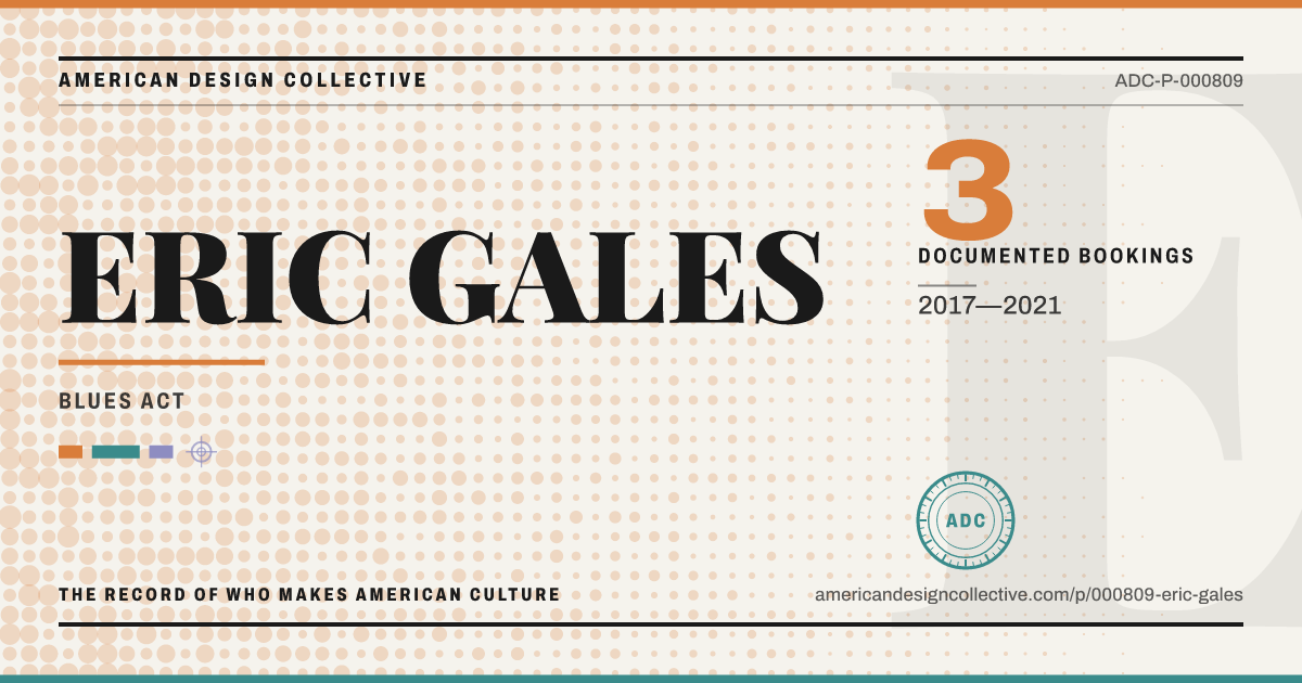 Registry card for ERIC GALES: the ADC seal, ERIC GALES, and how much is on record.