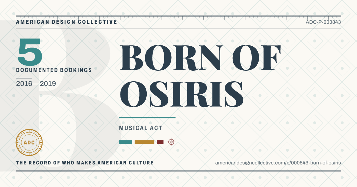 Registry card for BORN OF OSIRIS: the ADC seal, BORN OF OSIRIS, and how much is on record.