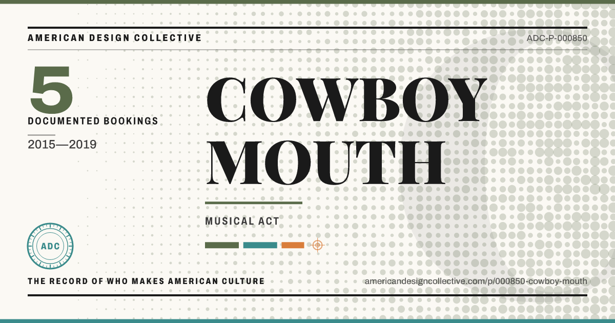 Registry card for COWBOY MOUTH: the ADC seal, COWBOY MOUTH, and how much is on record.