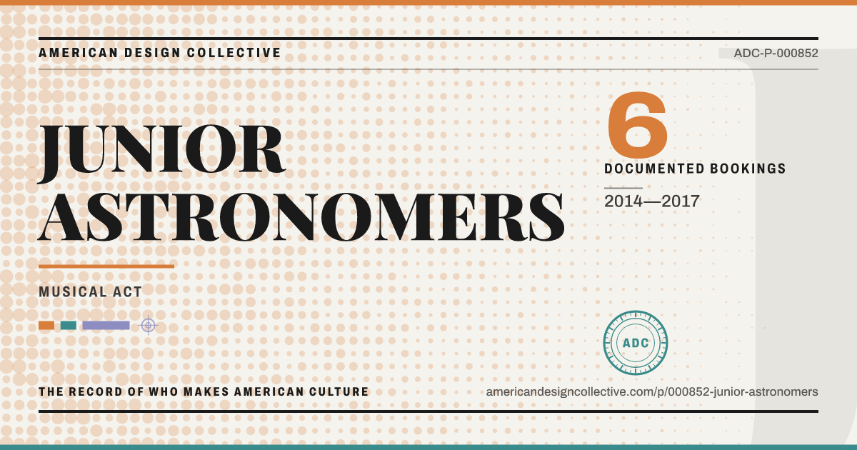 Registry card for JUNIOR ASTRONOMERS: the ADC seal, JUNIOR ASTRONOMERS, and how much is on record.
