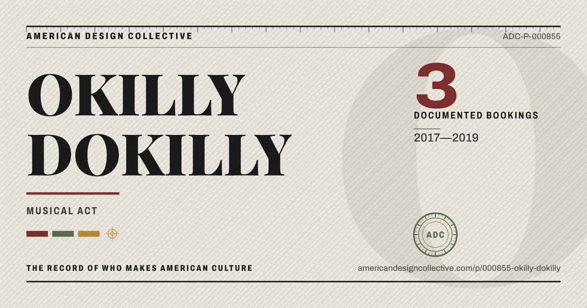 Registry card for OKILLY DOKILLY: the ADC seal, OKILLY DOKILLY, and how much is on record.