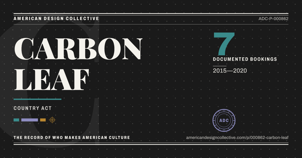 Registry card for CARBON LEAF: the ADC seal, CARBON LEAF, and how much is on record.