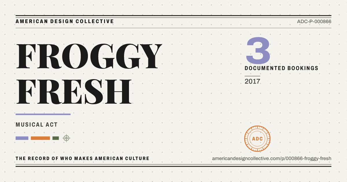 Registry card for FROGGY FRESH: the ADC seal, FROGGY FRESH, and how much is on record.