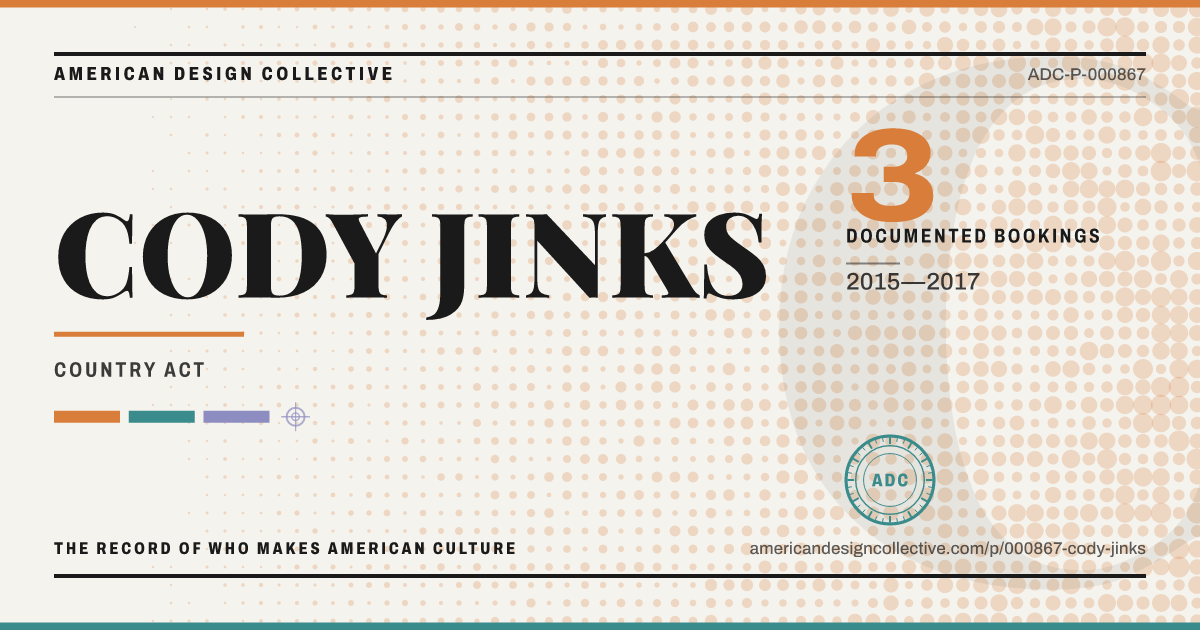 Registry card for CODY JINKS: the ADC seal, CODY JINKS, and how much is on record.