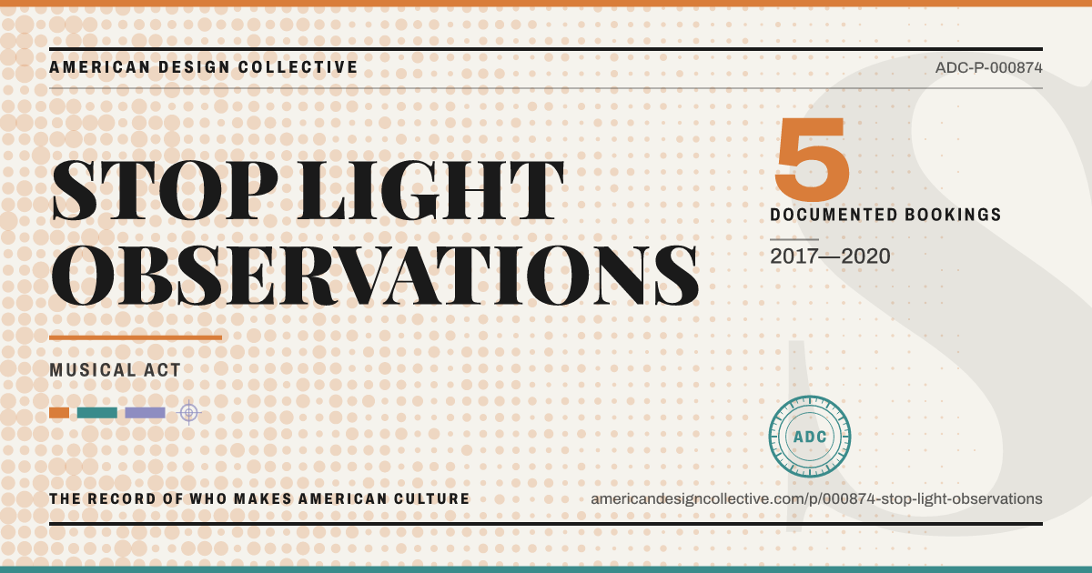 Registry card for STOP LIGHT OBSERVATIONS: the ADC seal, STOP LIGHT OBSERVATIONS, and how much is on record.