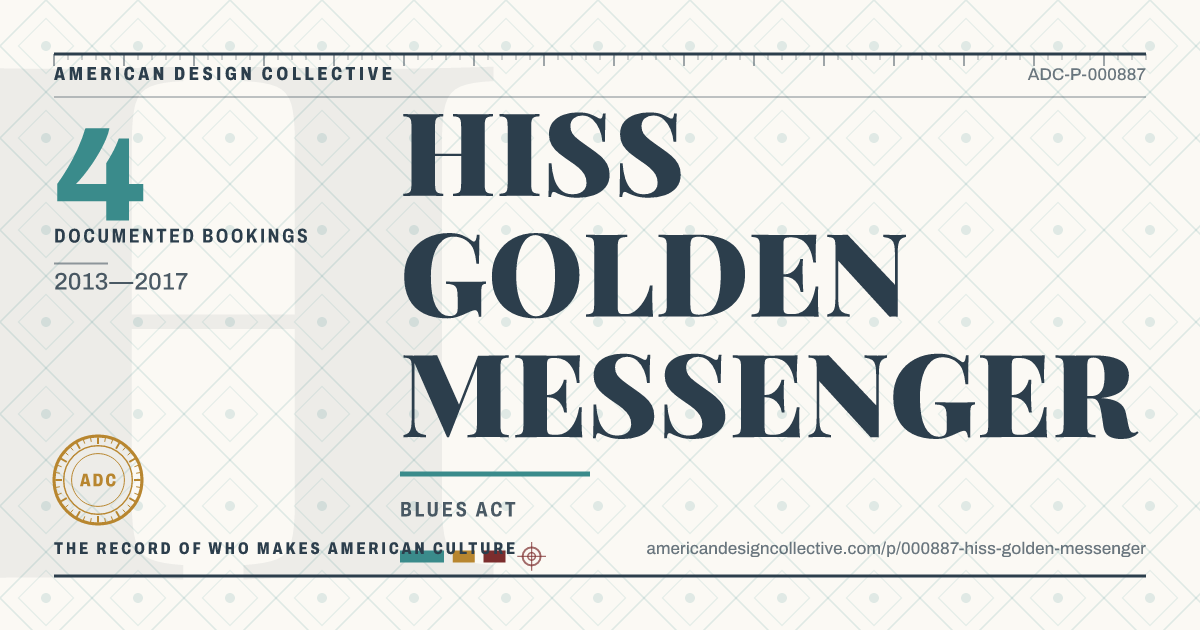 Registry card for HISS GOLDEN MESSENGER: the ADC seal, HISS GOLDEN MESSENGER, and how much is on record.