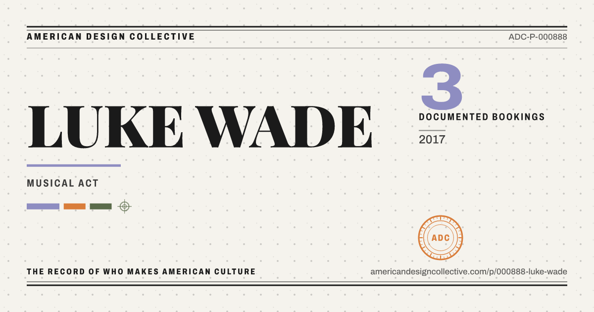 Registry card for LUKE WADE: the ADC seal, LUKE WADE, and how much is on record.