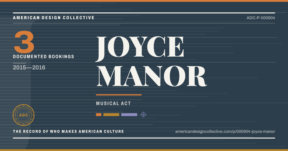 Registry card for JOYCE MANOR: the ADC seal, JOYCE MANOR, and how much is on record.