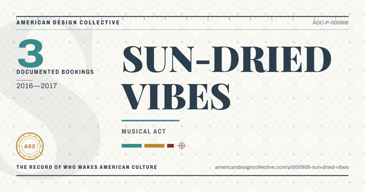 Registry card for SUN-DRIED VIBES: the ADC seal, SUN-DRIED VIBES, and how much is on record.