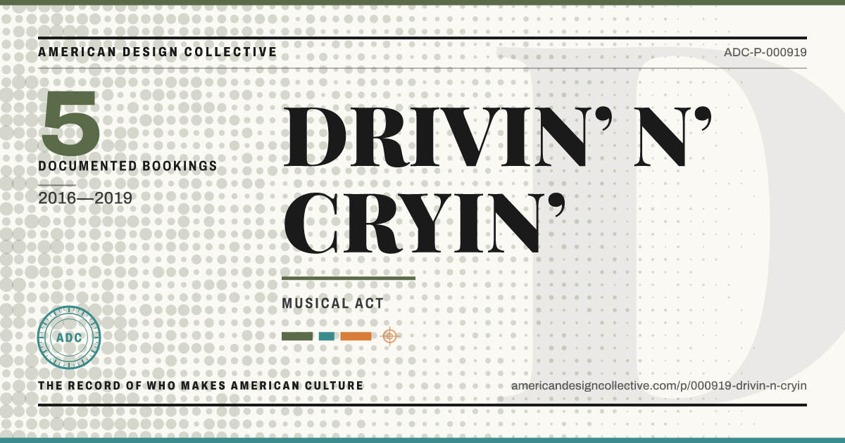 Registry card for DRIVIN’ N’ CRYIN’: the ADC seal, DRIVIN’ N’ CRYIN’, and how much is on record.