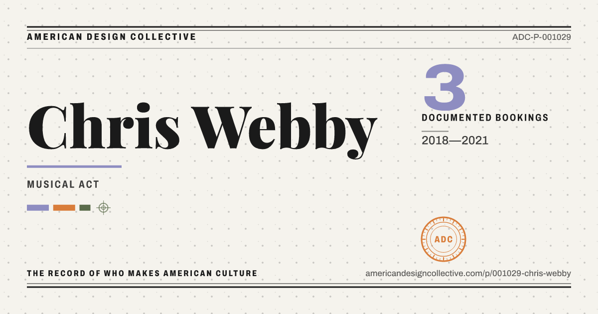 Registry card for Chris Webby: the ADC seal, Chris Webby, and how much is on record.