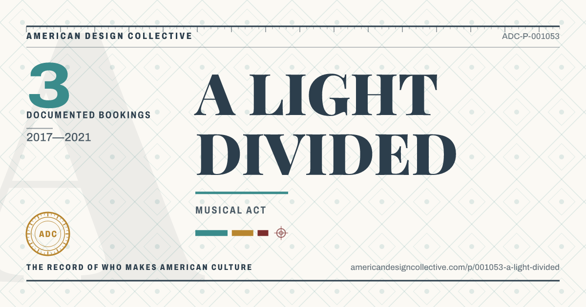 Registry card for A LIGHT DIVIDED: the ADC seal, A LIGHT DIVIDED, and how much is on record.
