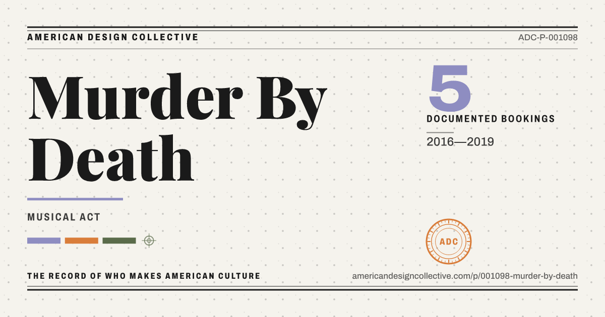 Registry card for Murder By Death: the ADC seal, Murder By Death, and how much is on record.