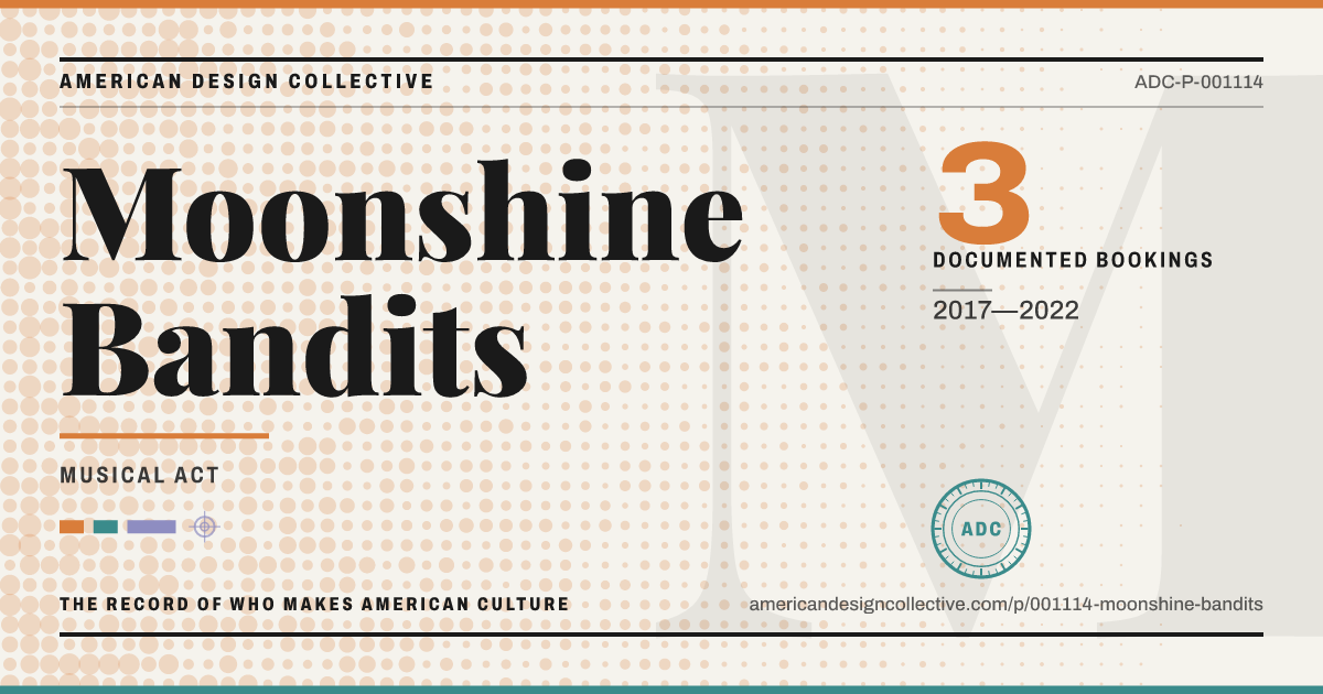Registry card for Moonshine Bandits: the ADC seal, Moonshine Bandits, and how much is on record.