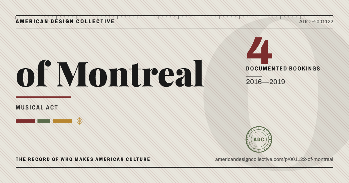 Registry card for of Montreal: the ADC seal, of Montreal, and how much is on record.
