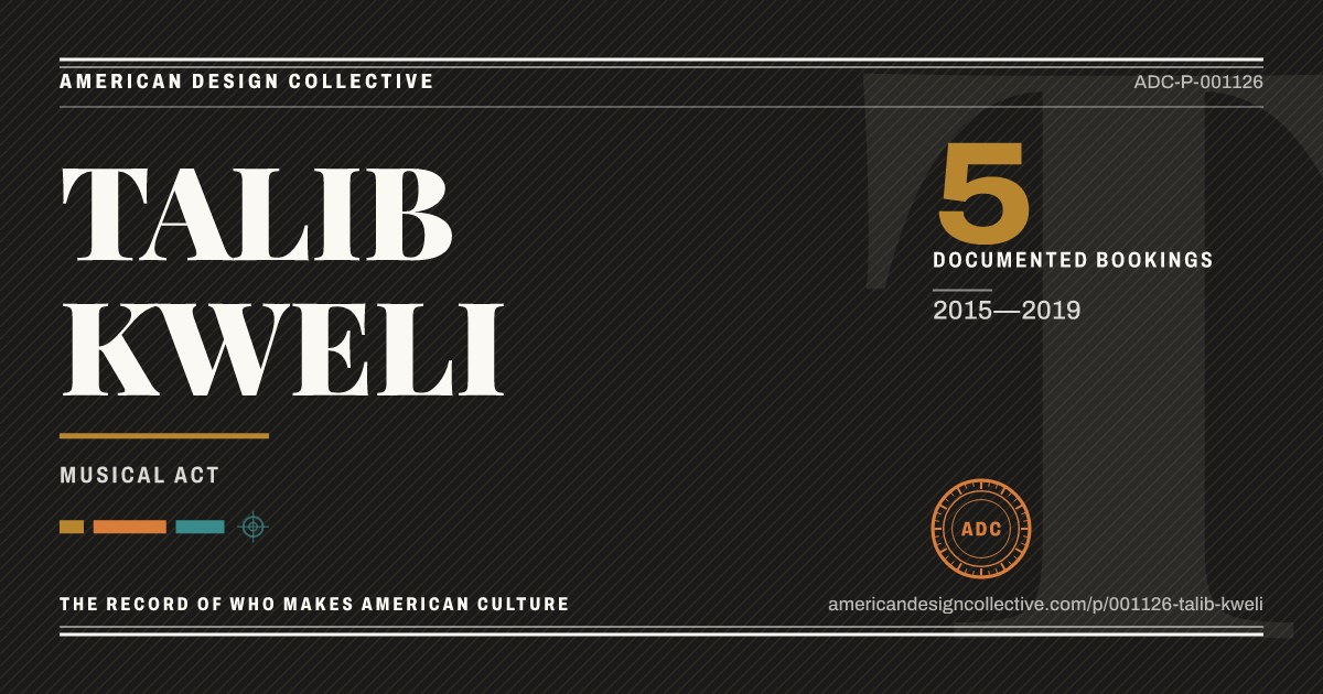 Registry card for TALIB KWELI: the ADC seal, TALIB KWELI, and how much is on record.