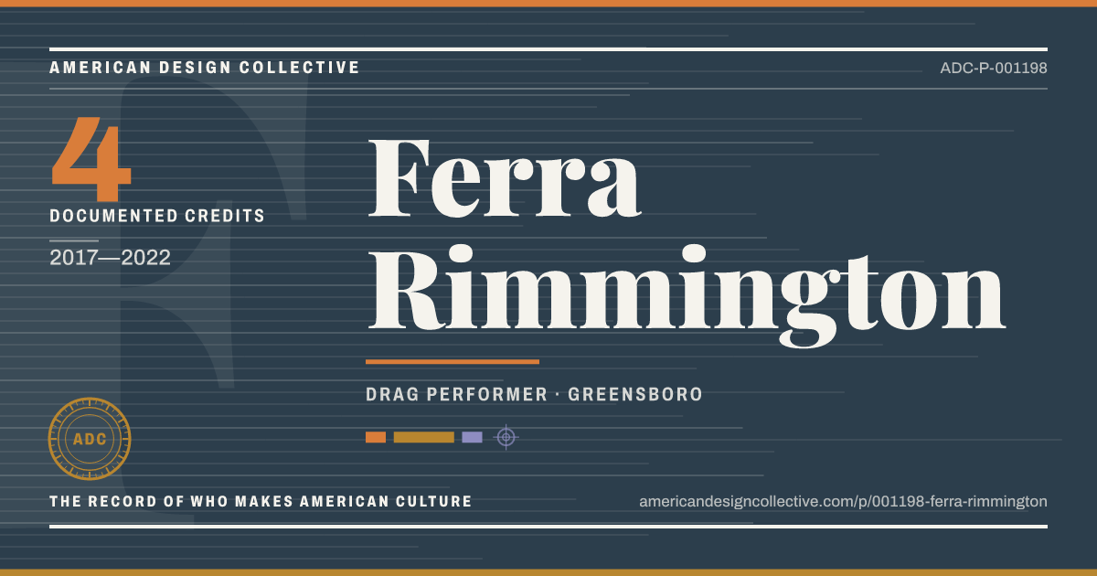 Registry card for Ferra Rimmington: the ADC seal, Ferra Rimmington, and how much is on record.