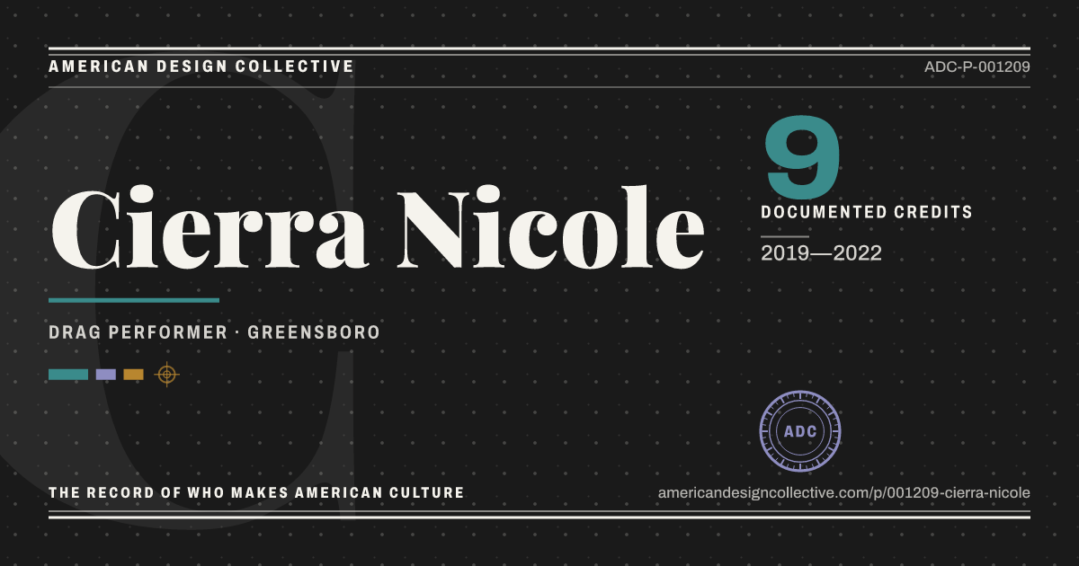 Registry card for Cierra Nicole: the ADC seal, Cierra Nicole, and how much is on record.