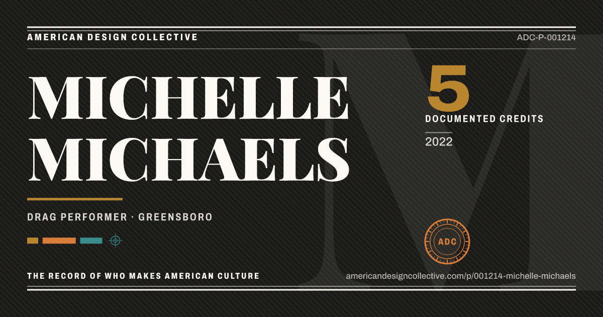 Registry card for MICHELLE MICHAELS: the ADC seal, MICHELLE MICHAELS, and how much is on record.
