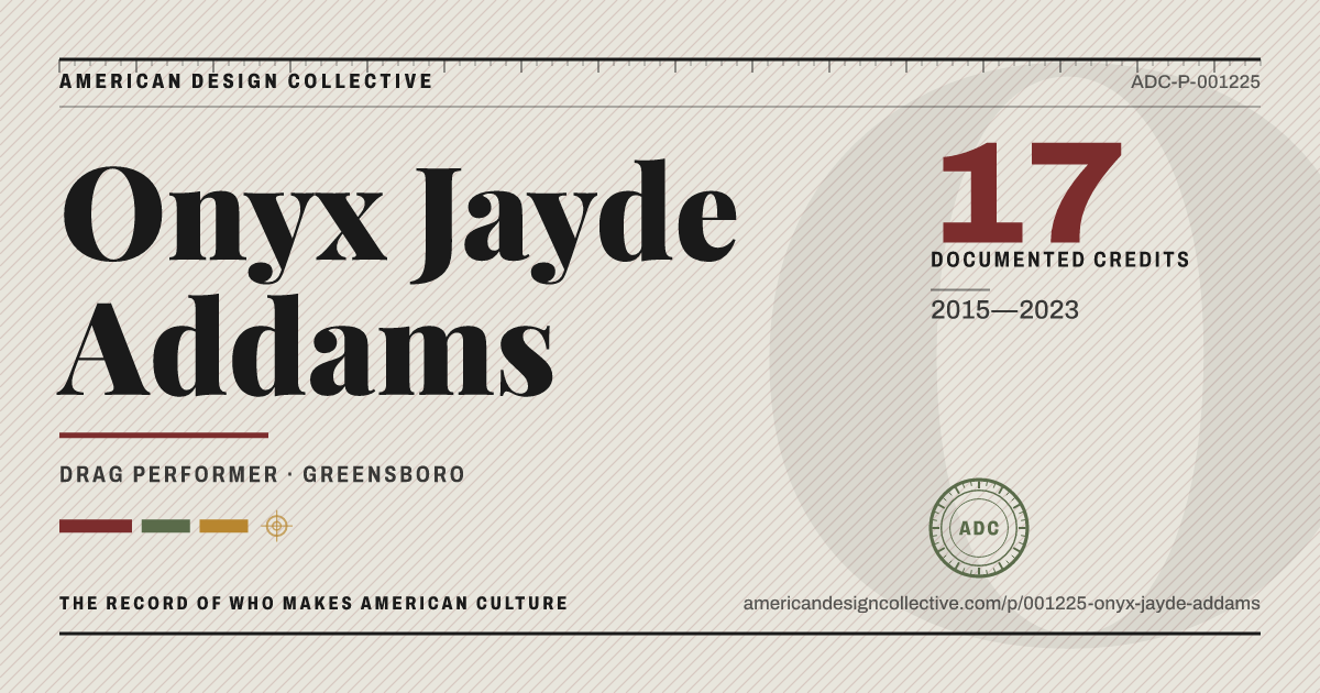 Registry card for Onyx Jayde Addams: the ADC seal, Onyx Jayde Addams, and how much is on record.