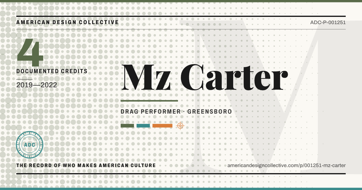 Registry card for Mz Carter: the ADC seal, Mz Carter, and how much is on record.