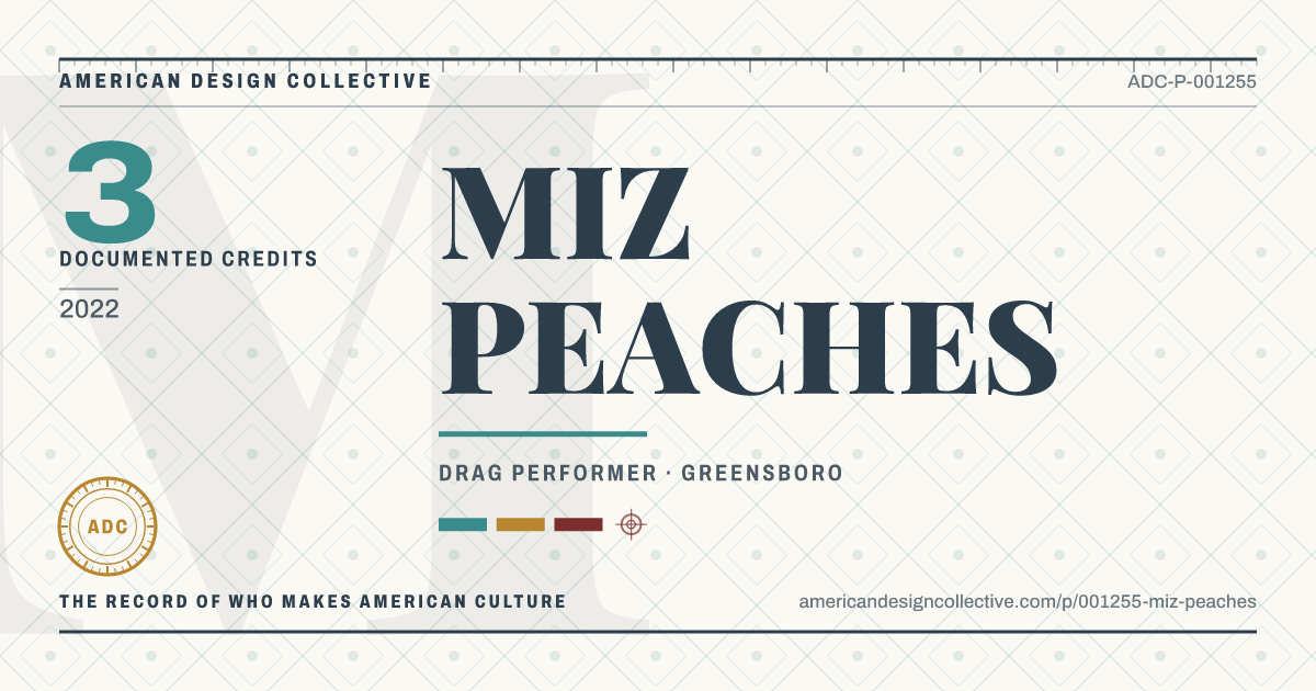 Registry card for MIZ PEACHES: the ADC seal, MIZ PEACHES, and how much is on record.